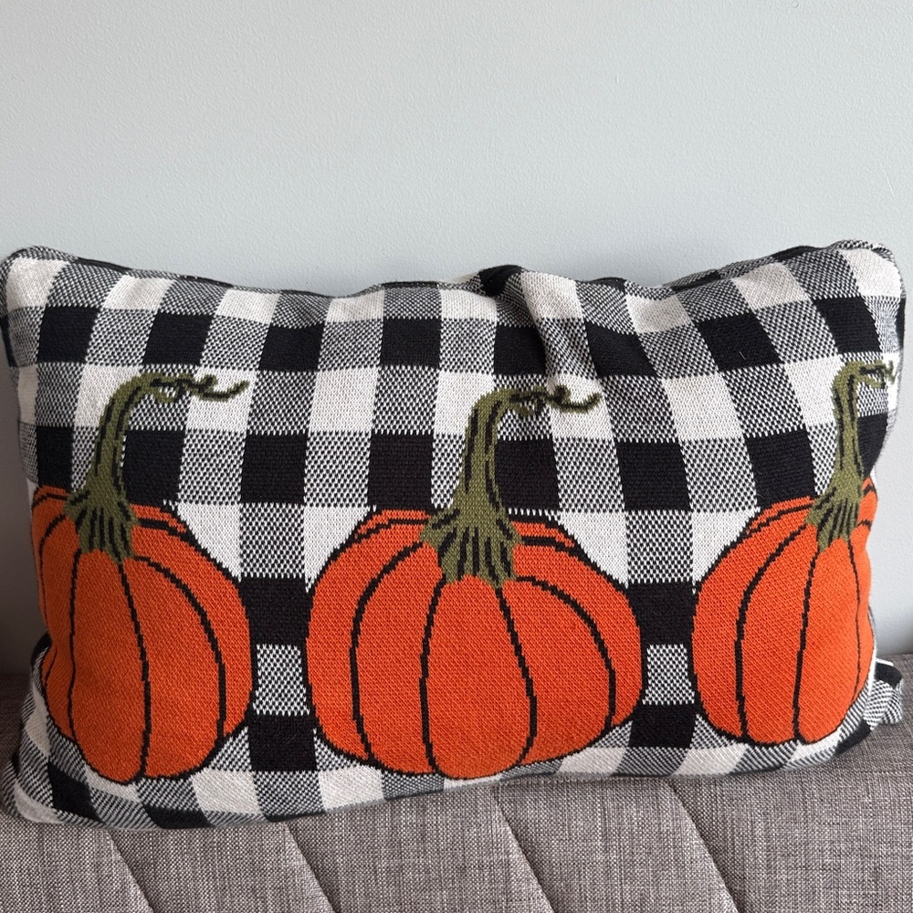 Plaid Pumpkin Accent Pillow